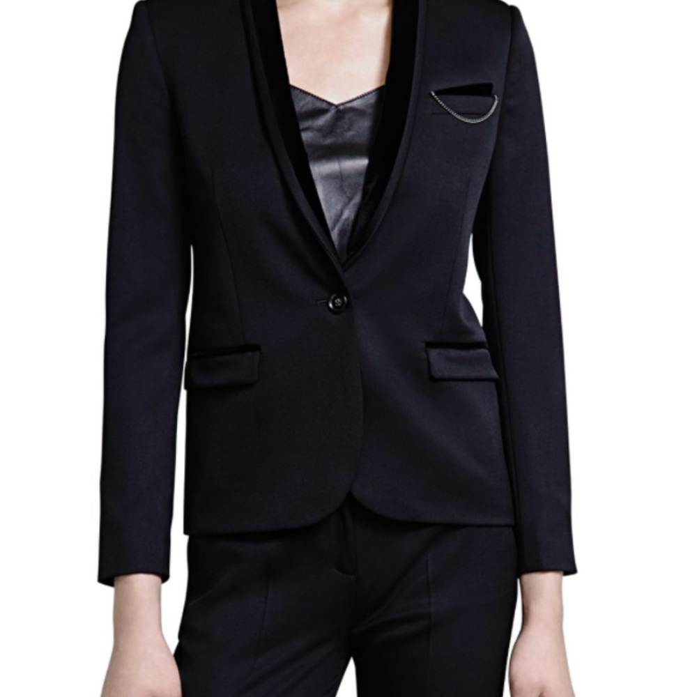 The Kooples chain detail Elegant tuxedo style tailored Black Women's Blazer